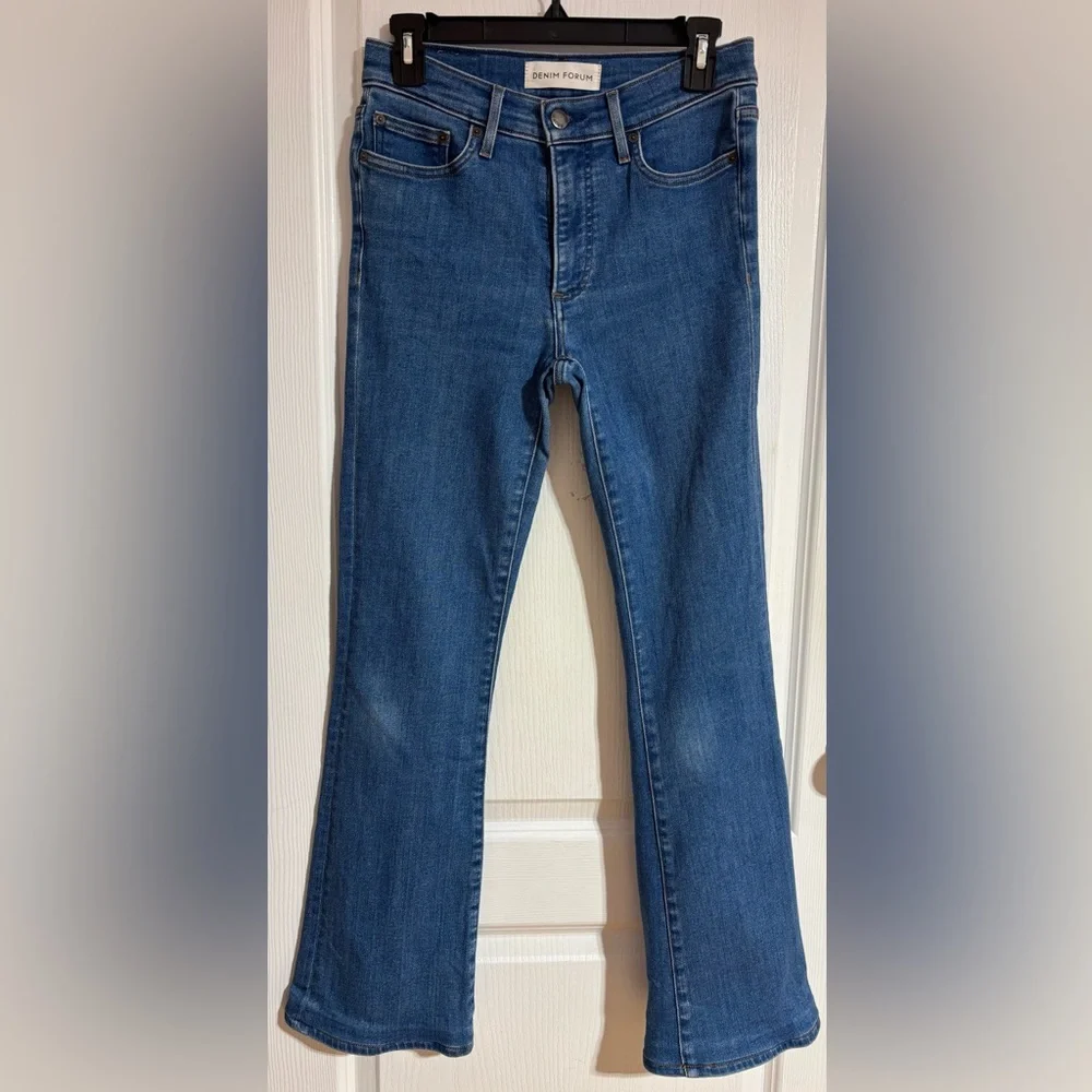 Aritzia Denim Forum Jane Mid Rise Boot Cut Cotton Lyocell Blue Jeans Size 27 - Picture 5 of 13